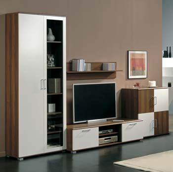Furniture123 Applaud 7 Door Display Unit in Teak and White
