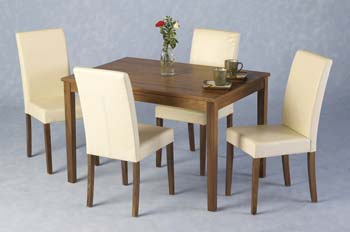 Ashmere Dining Set in Walnut with Cream Chairs