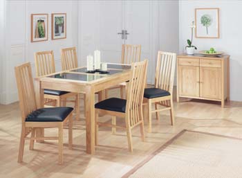 Furniture123 Atlanta Natural Extending Dining Set with 4 Slat