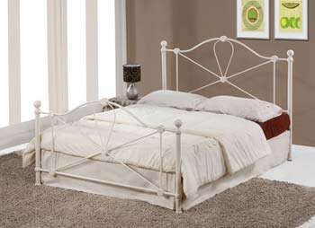 Furniture123 Bailey Double Cream Metal Bedstead - FREE NEXT
