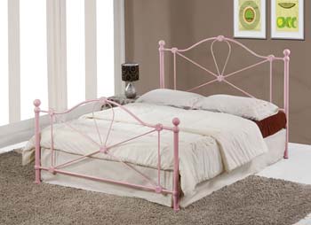 Furniture123 Bailey Double Pink Metal Bedstead