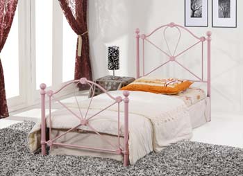 Furniture123 Bailey Single Pink Metal Bedstead