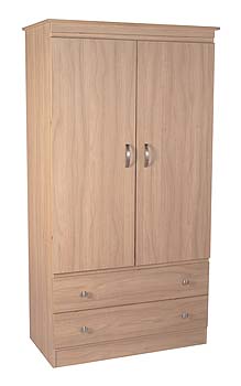 Furniture123 Bala Walnut Wide 2 Door 2 Drawer Wardrobe