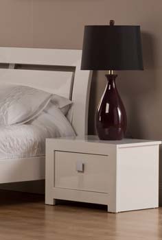 Furniture123 Bari High Gloss White 1 Drawer Bedside Chest