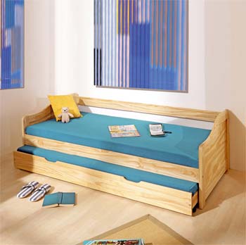 Bea Pine Day Bed with Trundle Guest Bed