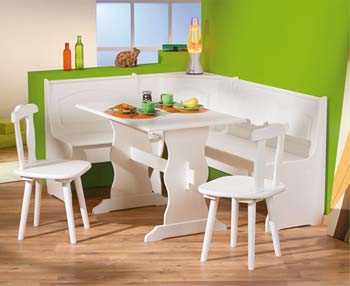 Furniture123 Bedale White Pine Rectangular Corner Dining Set