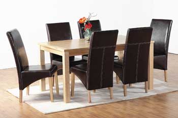 Furniture123 Belgravia Dining Set in Brown Leather