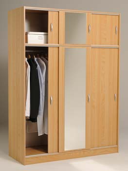 Furniture123 Blithe Sliding 3 Door Wardrobe in Japanese Pear