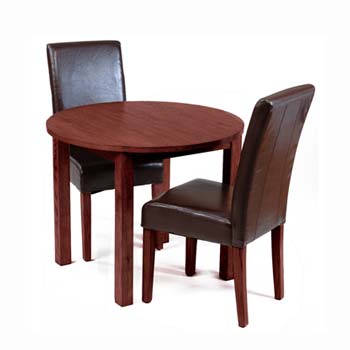 Botley Round Dining Set with 2 Chairs in Mahogany