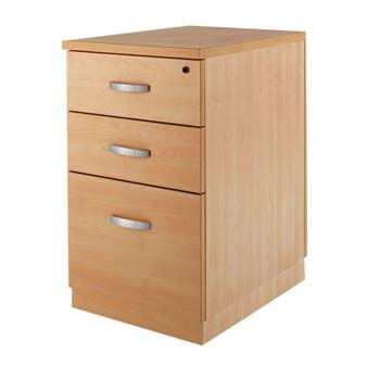 Furniture123 Bromley 3 Drawer Desk Height Cabinet in Beech -