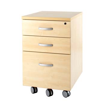 Furniture123 Bromley 3 Drawer Mobile Cabinet in Maple - FREE
