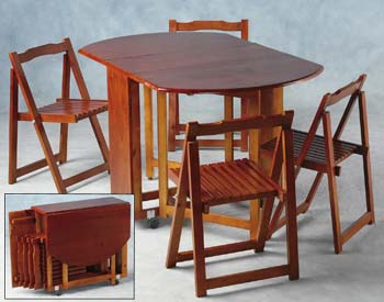 Furniture123 Butterfly Dining Set in Dark Honey