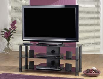 Furniture123 Byron Black Glass TV Unit BR002 BB - FREE NEXT
