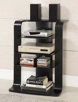 Furniture123 Caleb Black Glass Hi-fi Unit in Black Ash CL204