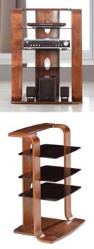 Furniture123 Caleb Black Glass Hi-fi Unit in Walnut CL204 -