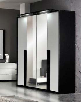 Furniture123 Calin 4 Door Wardrobe in Black and White