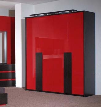 Furniture123 Calin 4 Door Wardrobe in Wenge and Red