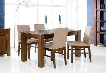 Furniture123 Calla Acacia Dining Set with Upholstered Chairs