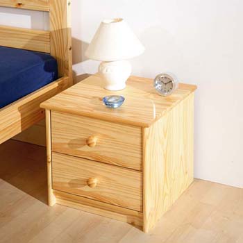 Cami Solid Pine 2 Drawer Bedside Table
