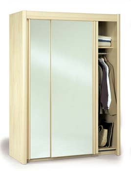 Furniture123 Carlene Mirrored Wardrobe in Light Beech