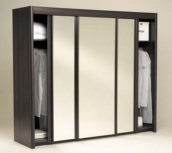 Furniture123 Carlene Sliding Triple Mirrored Wardrobe in Wenge