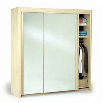 Carlene Sliding Wide Double Wardrobe in Light