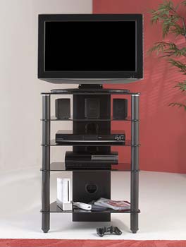 Furniture123 Carter Black Glass 5 Tier Corner TV Unit CT005 BB