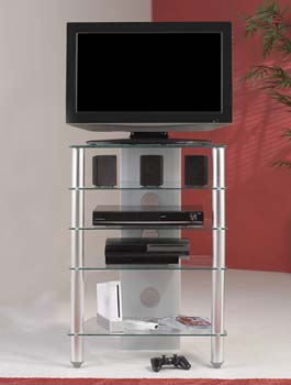 Furniture123 Carter Clear Glass 5 Tier Corner TV Unit CT005 S