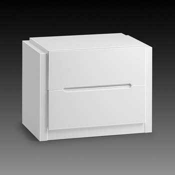 Furniture123 Casca High Gloss White 2 Drawer Bedside Table