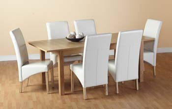 Furniture123 Century Dining Set in Cream Leather
