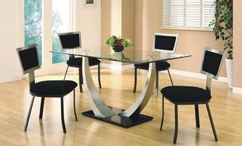 Furniture123 Chalta Rectangular Glass Dining Set with Black