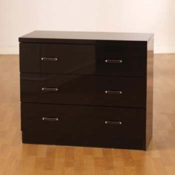 Furniture123 Charisma High Gloss 3 Drawer Chest in Black