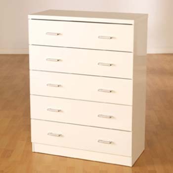 Furniture123 Charisma High Gloss 5 Drawer Chest in White