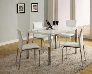 Charm High Gloss Dining Set in White