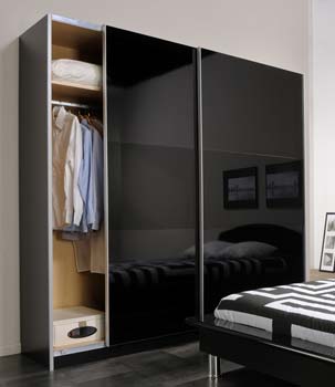 Furniture123 Chrono Black Sliding 2 Door Wardrobe