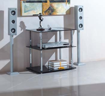 Furniture123 Citron Black Glass 3 Shelf Hi-fi Unit