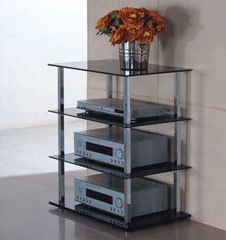 Furniture123 Citron Black Glass 4 Shelf Hi-fi Unit