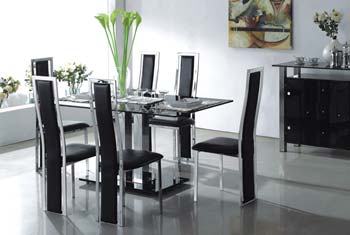 Furniture123 Citron Black Glass Rectangular Dining Set