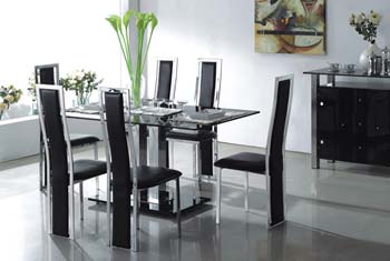 Citron Black Glass Rectangular Dining Set