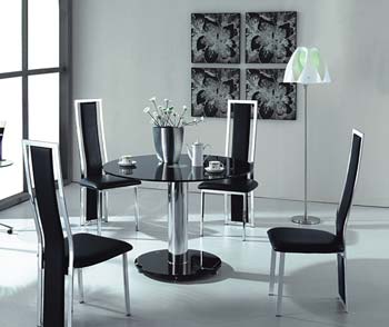 Furniture123 Citron Black Glass Round Dining Set