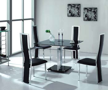 Furniture123 Citron Black Glass Square Dining Set