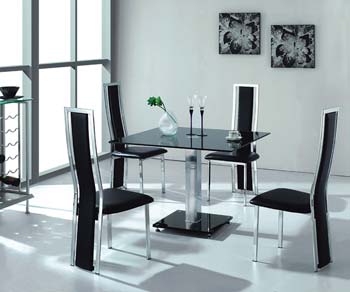 Citron Black Glass Square Dining Set