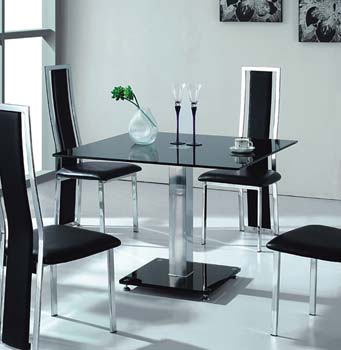 Citron Black Glass Square Dining Table