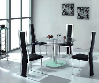 Citron Clear Glass Round Dining Set