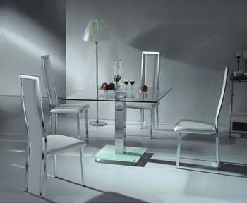 Citron Clear Glass Square Dining Set