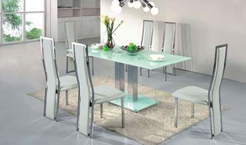 Furniture123 Citron White Glass Rectangular Dining Set