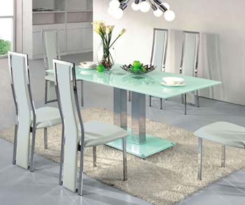 Citron White Glass Rectangular Dining Table