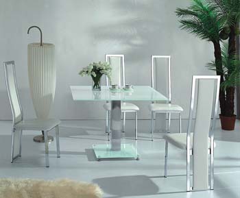 Furniture123 Citron White Glass Square Dining Set