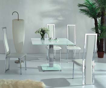 Citron White Glass Square Dining Set