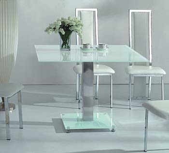 Citron White Glass Square Dining Table